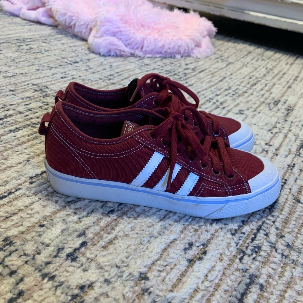 Adidas maroon sneakers